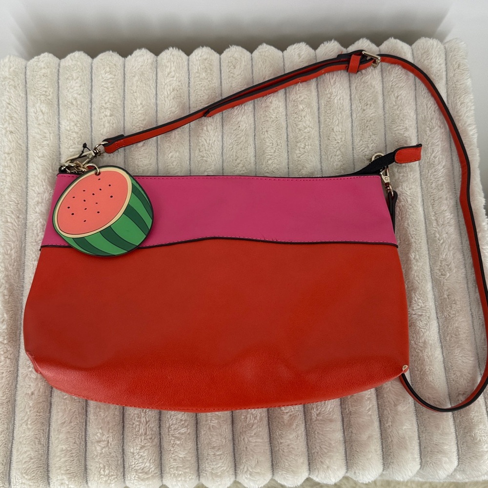 Zara Vegan Leather Red and Pink Convertible Shoulder Bag